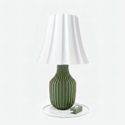 Abajur de Mesa Clássico Base Canelada LED - Clarté Cannelure - Verde Oliva