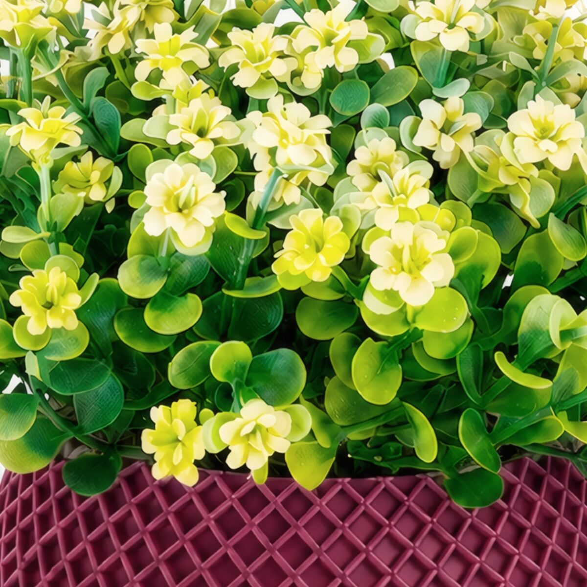 Arranjo Buquê Florzinha Amarela Permanente Vaso Treliça - Marsala - Imagem 2