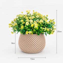 Arranjo Buquê Florzinha Amarela Permanente Vaso Treliça - Bege - Imagem 3