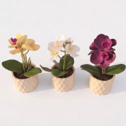 Kit 3 Vasos Prismar com arranjo mini Orquídea Permanente - Bege - Imagem 5