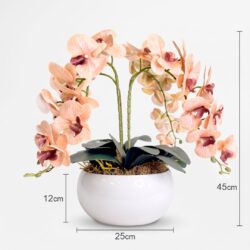 Arranjo de Orquídea Permanente  Bege Vaso Cerâmica Lorance Branco - Imagem 8