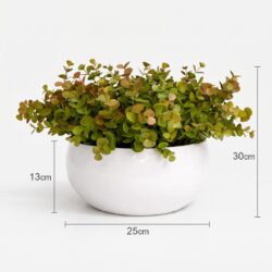 Arranjo de Eucalipto Permanente Verde Vaso Cerâmica Lorance Branco - Imagem 6