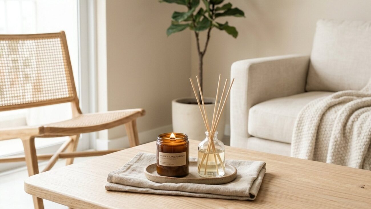 Kit presente para casa nova com difusor de aromas e vela aromática